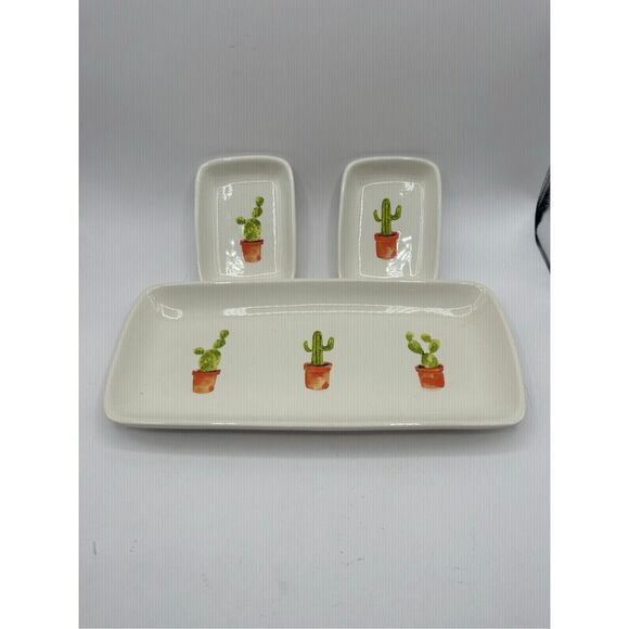 Rae Dunn Artisan Collection Cactus Trinket dish SET OF 3 - Picture 5 of 7